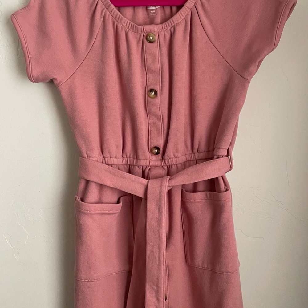 Pink Button-Down Dress with Belt